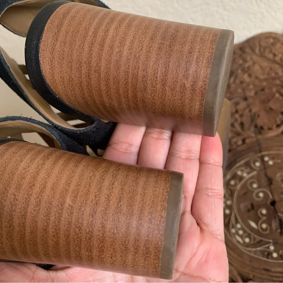 Jack Rogers Black Hadley Caged Leather Sandals Block Heel Open Toe Womens Size 8 - Picture 7 of 9